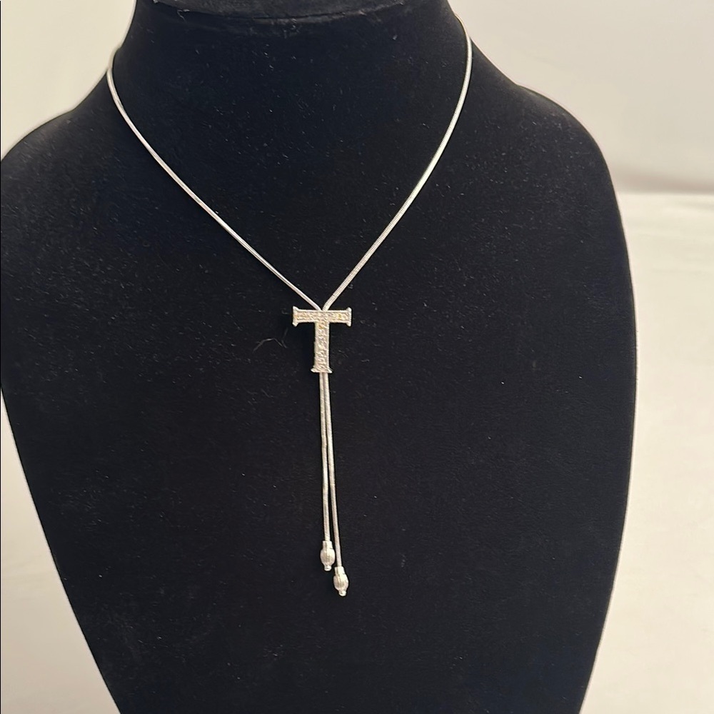 Rhinestone T letter necklace